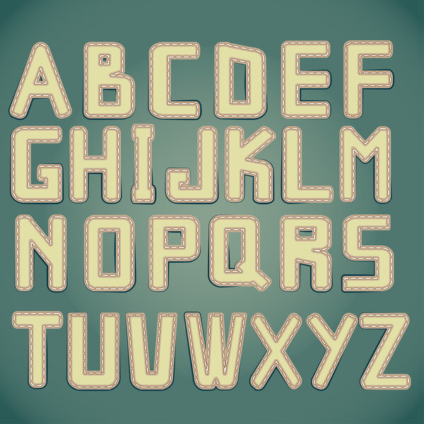 Leather alphabet with stitched borders