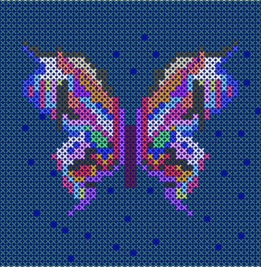 Cross-stitch ethnic butterfly clipart