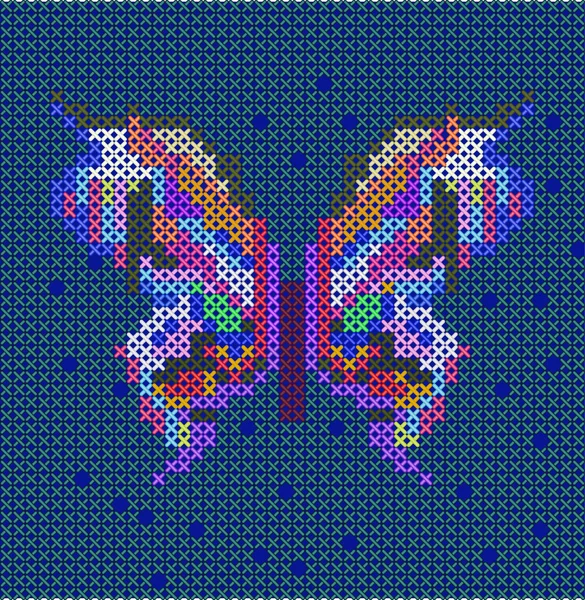 Point de croix papillon ethnique — Image vectorielle