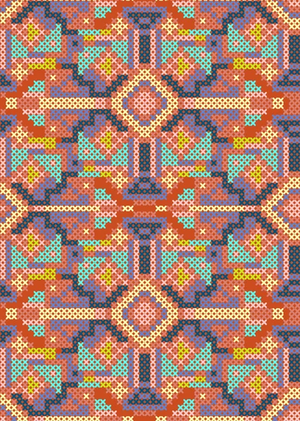 Cross-stitch ethnic seamless pattern — Stock Vector