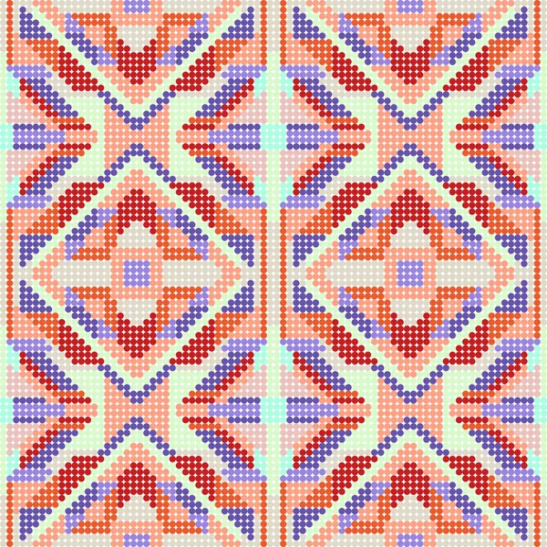 Stickad sömlös tyg mönster, vackra blå röd rosa stickade konsistens — Stock vektor