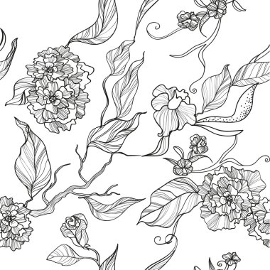 çiçekler ve yapraklar ile sorunsuz çiçek arka plan