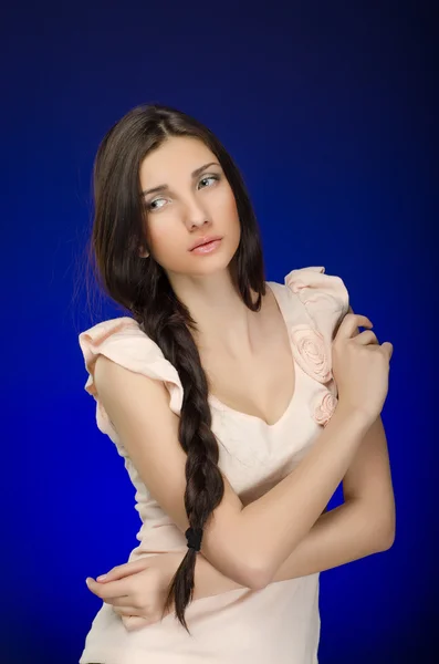 Young beautiful model girl with long hair — Stock Photo, Image