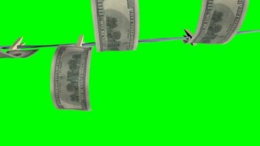 on dolar para aklama çamaşır izole üzerinde yeşil Alfa arka plan