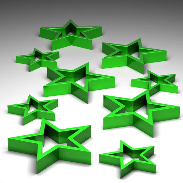 3D gwiazdki zielone na białym tle — Zdjęcie stockowe