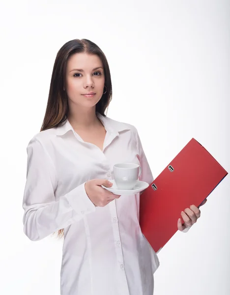 Ung kvinna sekreterare på jobbet på kontoret — Stockfoto