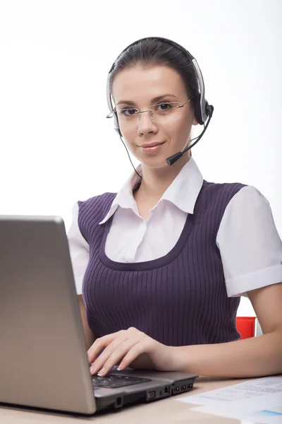 Affärskvinna prata i telefon, operatör — Stockfoto