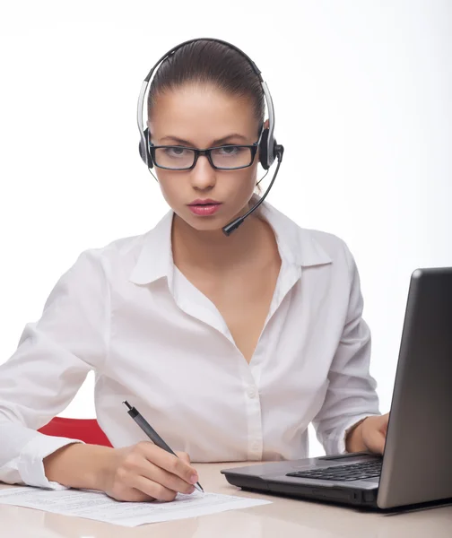 Empresária falando ao telefone, operadora — Fotografia de Stock