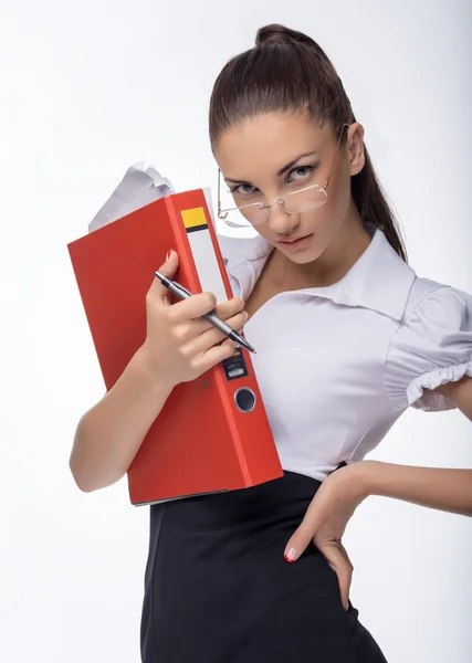 Secretaria joven en el trabajo en la oficina —  Fotos de Stock