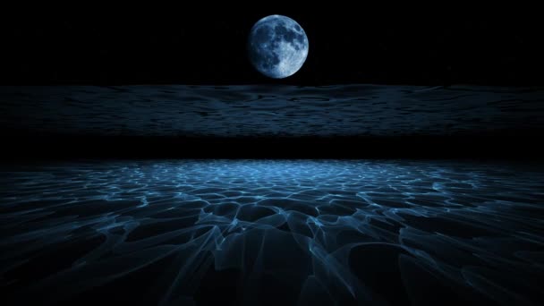月は海を通して輝いており 底には苛立ちが見えます — ストック動画