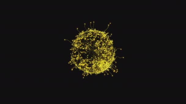 Movimento Astratto Particelle Raggi Una Sfera Giallo Azzurro — Video Stock