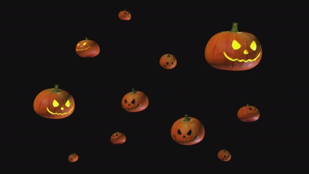 Halloween För Alla Helgon Och Många Pumpor Transparent Bakgrund Halloween — Stockvideo
