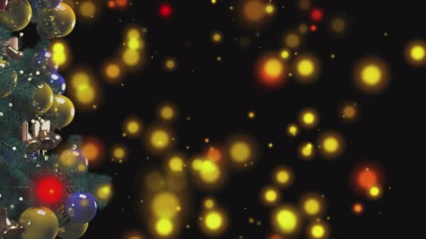 Arbre Noël Avec Jouets Cercles Colorés Bokeh Sur Fond Transparent — Video