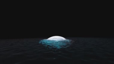 Abstract moonrise from the depths of the sea. 