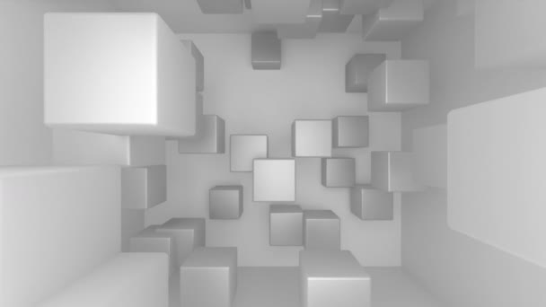 Background Animation White Cubes Room — Stock video