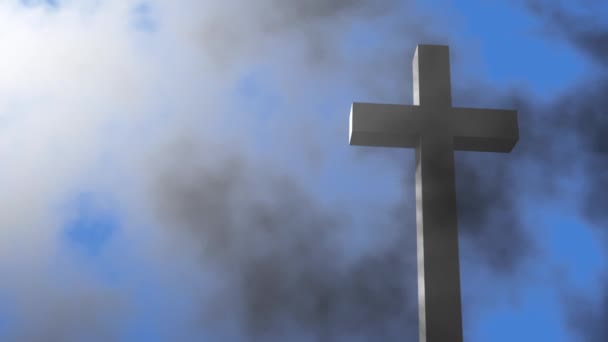 Христианский Крест Облаках — стоковое видео