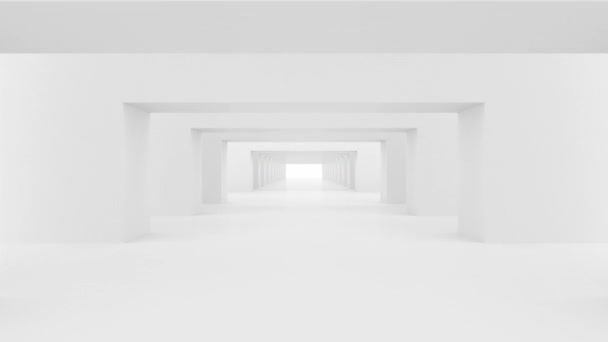 Movimento Lungo Corridoio Bianco Con Colonne — Video Stock