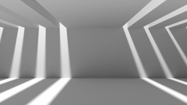白色的大走廊里的阴影和光线 — 图库视频影像