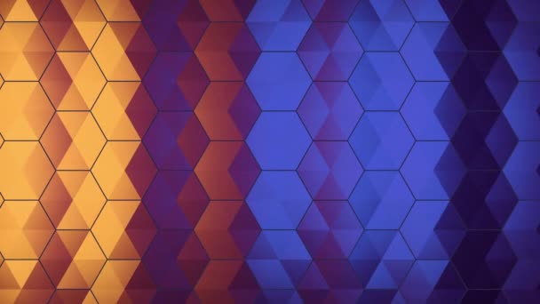 Une Grille Multicolore Triangles Hexagones Déplace Une Vague — Video