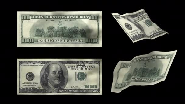 Dollar Banknote Als Flagge Auf Transparentem Hintergrund — Stockvideo