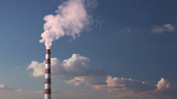 Huge Pipe Smokes Pollutes Atmosphere — Stok video