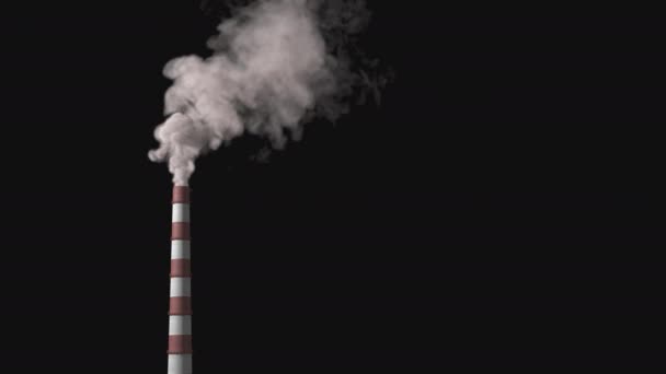 Stor Pipa Röker Och Förorenar Atmosfären Transparent Bakgrund — Stockvideo