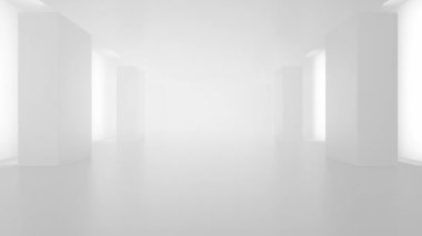 Motion in the white corridor in the fog