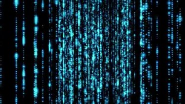 Şeffaf arkaplan üzerindeki bir matristeki gibi soyut mavi parçacık çizgileri