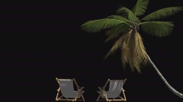 Publicidad Viaje Palmera Tumbona Playa Sobre Fondo Transparente — Vídeo de stock