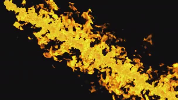 Μια Σειρά Από Φλογερές Φλόγες Που Καίγονται Ένα Διαφανές Φόντο — Αρχείο Βίντεο