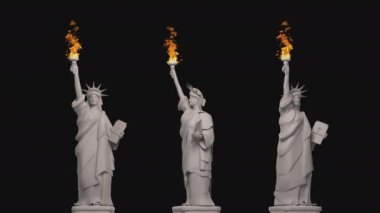 Bağımsızlık Günü 'nde şeffaf bir arkaplanda yanan bir meşaleyle Amerikan Özgürlük Heykeli