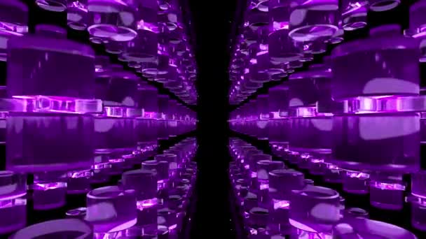 Abstract Transparent Magenta Figures Move Black Background — Stok video