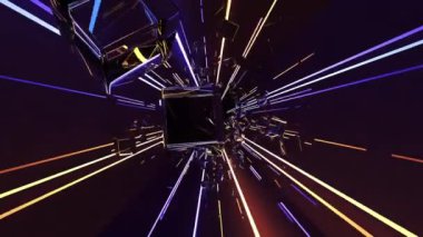 Koridordaki ışınların ve cam küplerin arka plan dokusu.