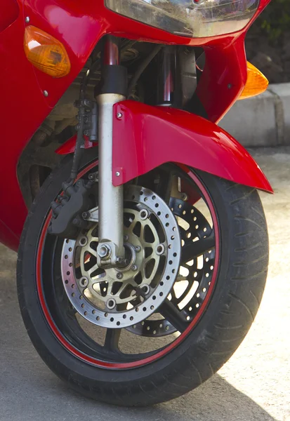 Front motorcycle wheel — Stock Photo, Image