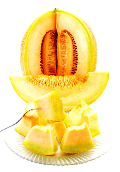 Melon na białym tle — Zdjęcie stockowe