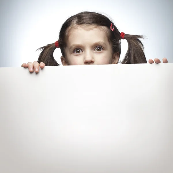 Girl holding banner — Stock Photo, Image