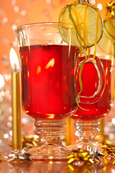 Hot wine punch Christmas popular hot drink — Stock Photo, Image