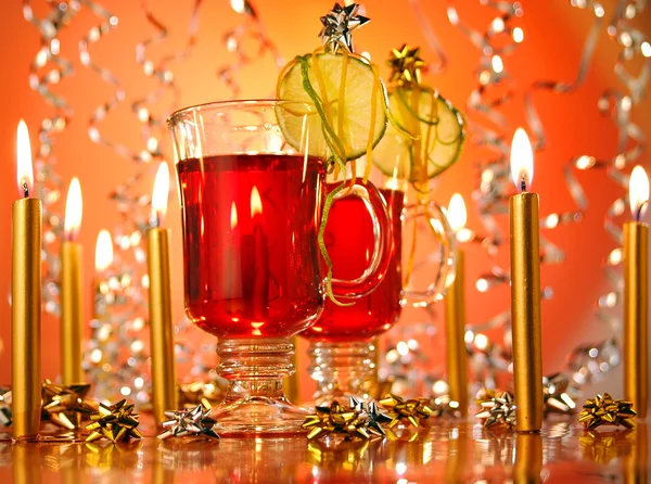 Hot wine punch Christmas popular hot drink — Stock Photo, Image