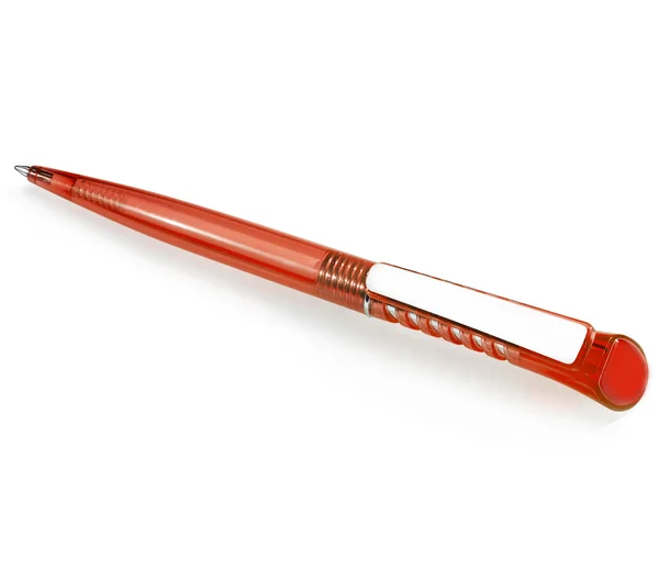 Stylo bille rouge automatique sur fond blanc — Photo