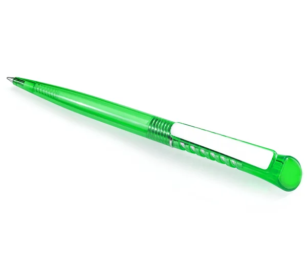 Automatic green ballpoint pen on a white background — Stock Photo, Image