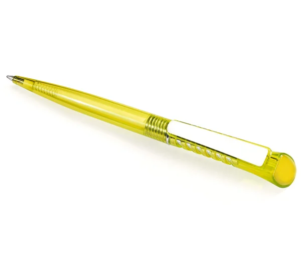 Automatický žluté kuličkové pero na bílém pozadí — Stock fotografie