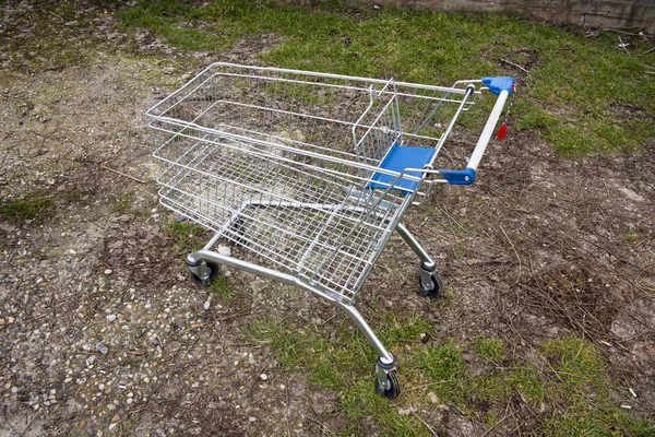 Shoping cart on grass — Stock Photo, Image