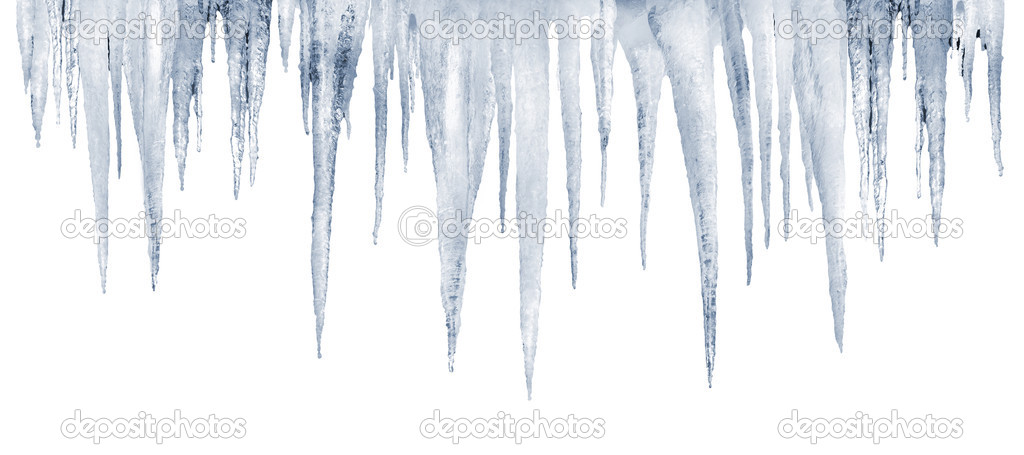 Natural icicles on a white background with saved photoshop clipping path