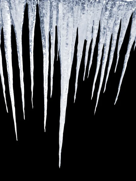 Icicles em fundo preto — Fotografia de Stock