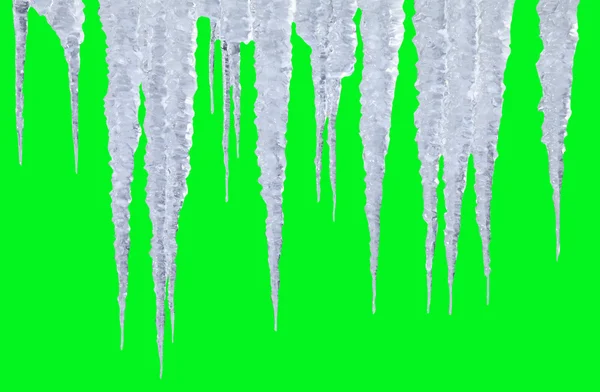 Icicles em verde com photoshop caminho clic para copiar para o seu projeto — Fotografia de Stock