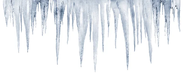 Icicles on a white background with saved photoshop clipping path — Stock Photo, Image