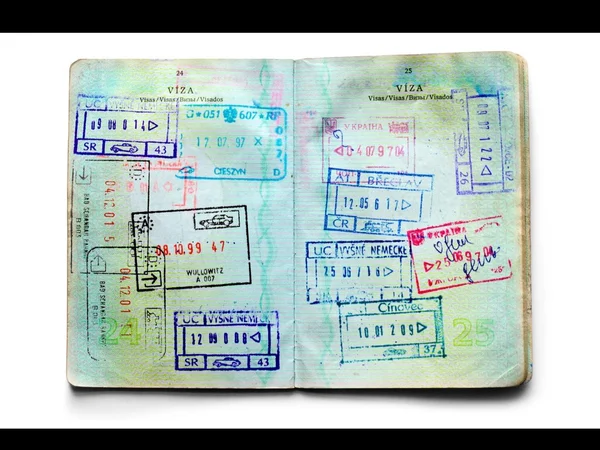 Open passport with stamp — Stock Photo, Image