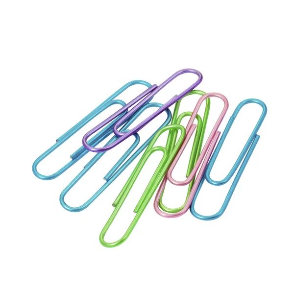 Set of color paper clips for paper Royalty Free Stock Images