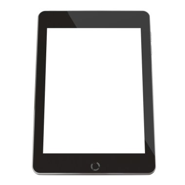 (3d render ile boş perde tablet bilgisayara)