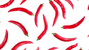 Many spicy Mexican peppers on the isolated background. Pattern on the white background
